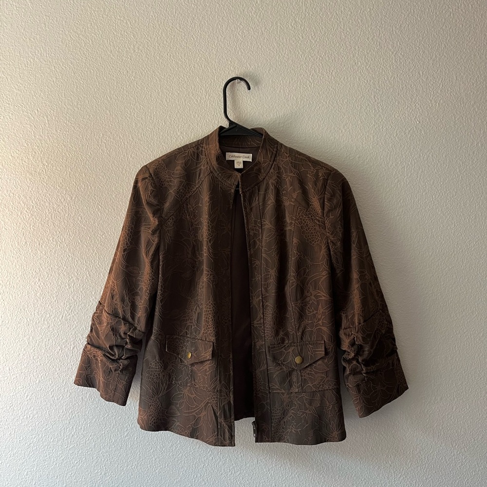 Coldwater Creek Brown Blazer Tailored Open Front